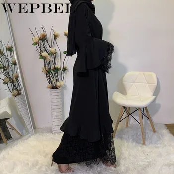 WEPBEL Kvinder i Abaya Koranen, at Muslimske Kaftan Hijab, Burka Lace langærmet Islamiske Maxi Kjole