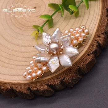 GLSEEVO Naturlige Ferskvands-Barok Perle Hårnål koreanske Hoved For Par Bekendelse Blomst Stil Håndlavet Mode Smykker GH0016