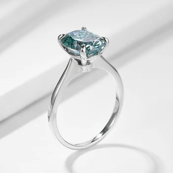 Kuololit Grøn blå Solitaire Ring for Kvinder 10K Guld Ring Oval Moissanite Lab Diamant til Bryllup Engagement Fine Smykker