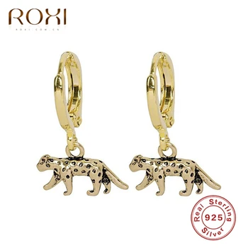 ROXI Ins Drop Vilde Leopard Hoop Øreringe til Kvinder, Mænd Usædvanlige Smykker Øreringe Brusk 925 Sterling Sølv Øreringe Pendientes