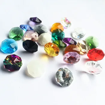 Gratis forsendelse 2000pcs/masse ,10kinds af farver ,14mm crystal ottekant perler i 2 huller til hjemmet udsmykning tilbehør
