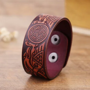 Dawapara Irland Knude Læder Armbånd Kærlighed og Tro Symboler Amulet Mænd Armbånd