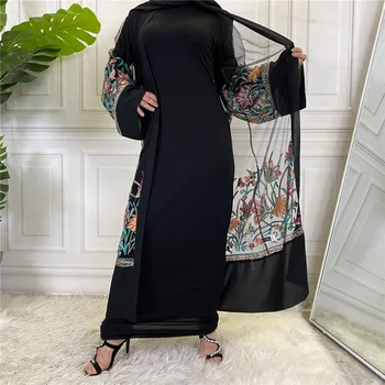 2021 Ramadanen, Eid Mubarak Broderi Abaya Tyrkiet Kimono Muslimske Cardigan Islam Tøj Abayas For Kvinder Dubai Kaftan Robe Femme