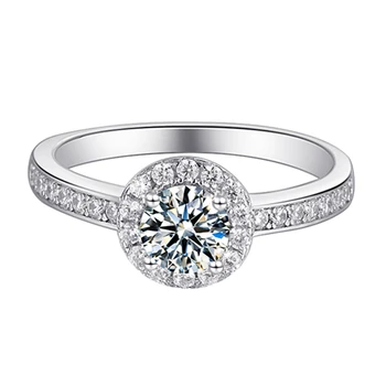 925 Sterling Sølv Moissanite Ringe 0.5 ct-5.0 mm Runde Skær D Farve Lab Diamant Fine Smykker Part Engagement Ring For Kvinde Gave