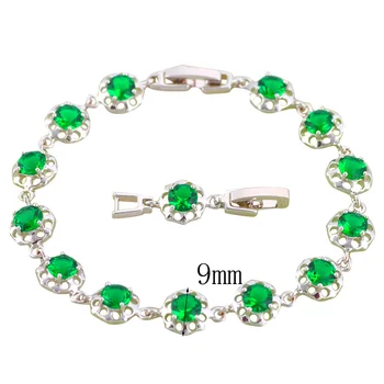 ROLILASON Charm grøn zircon blomst formet Sølv Fyldt armbånd til Damer Sundhed Nikkel, Bly fri Mode smykker TB387