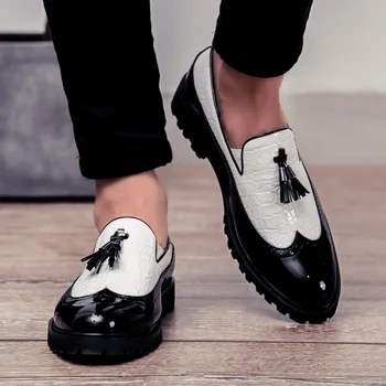 Mænd Casual sko åndbar Læder Loafers Kontor Sko Til Mænd Kørsel Mokkasiner Komfortabel Glide på Mode Sko 4496
