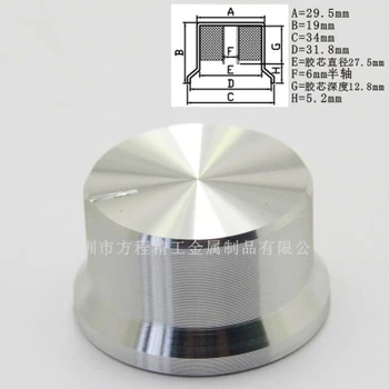 6stk aluminium plast knop potentiometer knap 34*19*potentiometer 6mm cap Volumen knap skifte cap for HI-FI forstærker