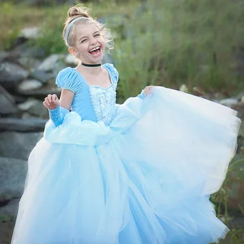 Disney Askepot Prinsesse Piger Dress Børn Kjoler for Piger Jul Dress Up Kostume Part, Bolden Kjole Pige Sommer Kjole Mesh