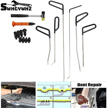 Rod Tool Kit Sæt Døren Ding Reparation Hagl Skader, Reparation med 9 Hoveder Aluminium Tryk på Ned-Dent for Bil Vedligeholdelse af Værktøjer