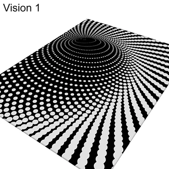 Visuel Illusion Tæppe 3D Tæppe i Sorte og Hvide Tæpper Geometriske Kunst Tæppe til Stue, Soveværelse J99Store