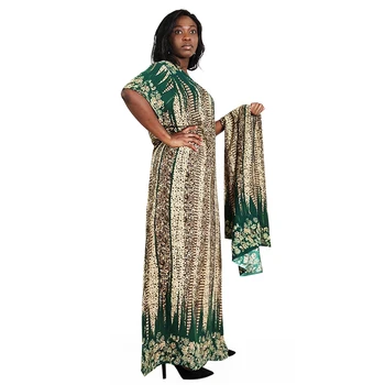 Kvinder Sommeren Lang Kjole 2020 Afrikanske Blomster Print Boho Beach Style Damer Grøn Maxi Evening Party Dress Sundress Vestidos