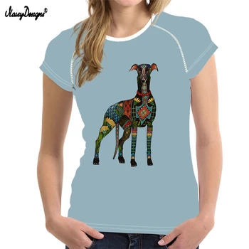 Kvinder Sommer T-shirts Sort Greyhound Hunde Print Kvindelige kortærmet Dame O-hals Blød Basic Tøj Camisetas Dropshipping 2019