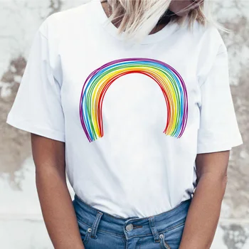 Rainbow harajuku t-shirt koreansk stil kvinder ulzzang top kawaii 2019 Sommeren 90'erne tee shirt kvindelige Grafisk grunge æstetiske O-Hals