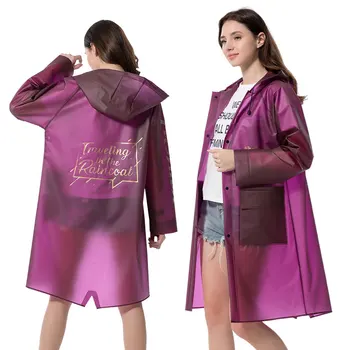 Yuding Regnjakke TPU mænd/kvinder regnjakke poncho mode brev udskrivning tour voksne regn frakke med hætte\lommer