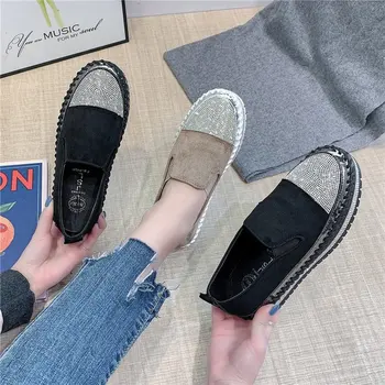 2020 Foråret Kvinder Lejligheder Sko Platform Sneakers Slip på Lejligheder Læder Ruskind Damer Loafers Bling Kvinder Slyngplanter