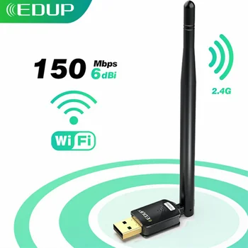 EDUP Mini USB WiFi Adapter 150Mbps High Gain 6dBi Antenne Lang Række USB2.0 Trådløs Modtager Trådløs Internetadgang netværkskort til Bærbare PC