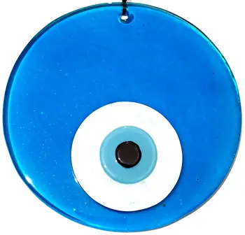 Blå Farve 16 Centimeter Håndlavet Glas Evil Eye Perle Væggen Ornament