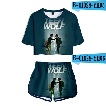 Teen Wolf Science Fiction Nye To-Delt Sæt Sommeren Korte Ærmer Afgrøde Top+Shorts Piger Casual Streetwear Og Hiphop-Træningsdragt Kvinder