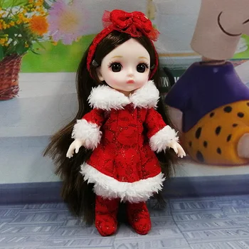 16cm Bjd Dukker Toy 13 Bevægelige Led 3D Store Øjne Søde Baby Girl Dress Up-Mode Dukke Flerfarvet Hår Pige Toy Julegave