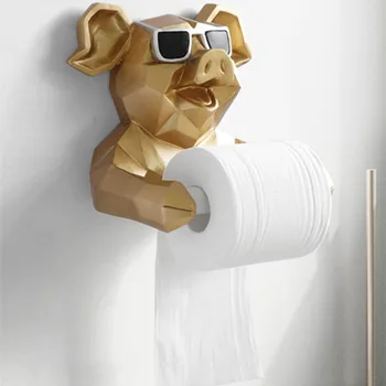 Hund, Kat, Gris Statue Væggen Hængende Væv Holder Toilet Bryggers Dyrs Hoved Home Decor Rulle Papir Tissue Box vægbeslag WR1