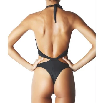 GNIM Sexet Ryg-Bikini Badetøj Kvinder 2020 Syning Farve Badning Suit Kvinder Et Stykke på Tværs af Hals Brasilianske Badedragt Biquini