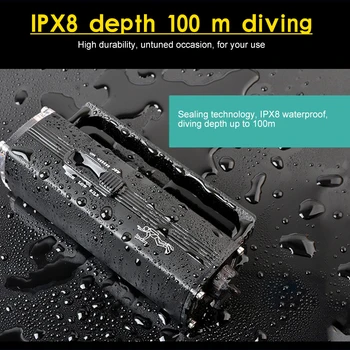 Genopladelige IPX8 vandtæt professionel dykker lys, lygte led lommelygte kan dykke 100 meter under vandet