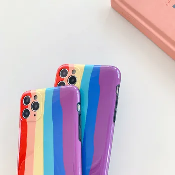 Tilfældet For Xiaomi 10 10Pro Sag Original Silikone Farverig Regnbue Cover Til Xiaomi Redmi 9 9se 8 / 8se 7 / 7Pro Sag