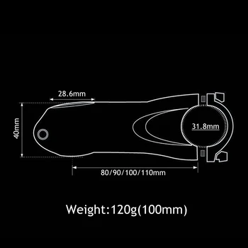 Letvægts Fuldt UD kulfiber Cykel Stamceller Vej Mtb Cykel Stamceller Mat/Blank Sort Gaffel Diameter 28,6 mm Styret Klemme 31,8 mm