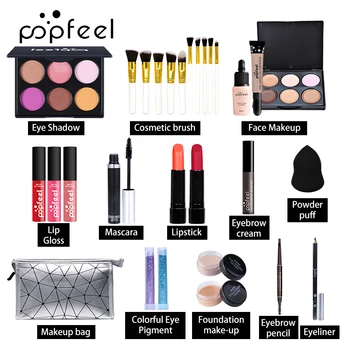 POPFEEL ALLE I EN Fuld Professionel Kosmetik Makeup-kit