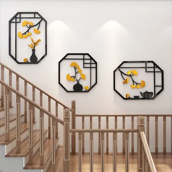 Kinesisk Stil Retro Flower Vin Vase Wall Stickers Gangen Stue Baggrund vægoverføringsbillede 3D Akryl Tapet Home Decor 1PC