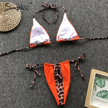 Sommeren Sexet leopard print i to stykker kvinder badedragt Spaghetti strop sommeren badedragt snøre badeferie kvindelige bikini 2019