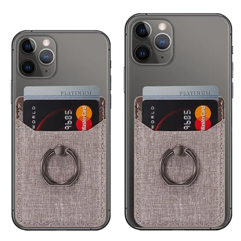 Canvas Læder Tilbage Klistermærker Wallet Taske Til Samsung S20 Note 10 Plus A70 A50 Kort Finger Ring holder Til iPhone 11 Pro X Antal
