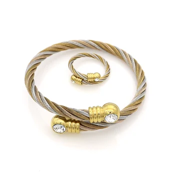 JSBAO Nye 5 Stilarter Elastisk Stål Wire, Guld&Guld&Stål Med Krystal Armbånd Ring Kvinder Mode Smykker Engros