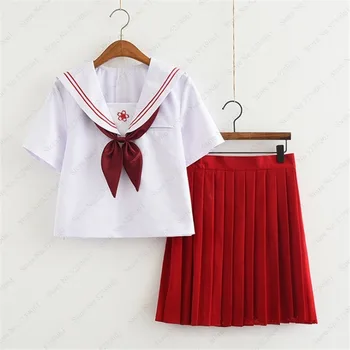 Pige Kort Nederdel Japansk Stil JK Skole Uniform Japan College Fase Dans Sømand Kostume Plisserede Anime Cosplay T-shirt Kjoler