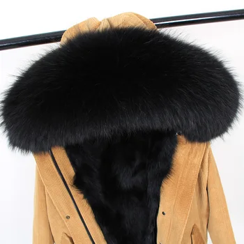2020 maomaokong vinter Naturlige ræv pels foret jakke kvinder frakke fashion parka pels Fløjlsbukser ægte pels krave Lange parkacoats