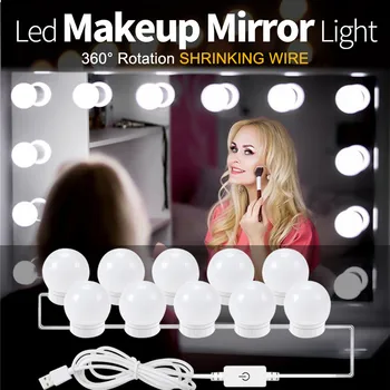 Makeup-Spejl Makeup-LED-Pærer Kit, USB-Opladning Port Kosmetiske Makeup Lys Spejle Pære Justerbar Lysstyrke lys A1