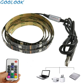 Goolook DC 5V USB LED Strip Light 5050 Vandtæt RGB Led Bånd TV Baggrund Belysning 30LEDs/m 17Key RF-Controlleren 1m 2m Sæt