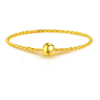 24K Guld Ring 999 Guld Glatte Perler Tov, Kæde Ring Tail Ring Ring Link