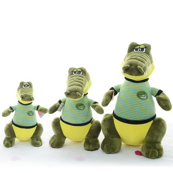 Candice guo plys legetøj udstoppet dukke tegnefilm dyr stribe T-shirt krokodille sove pude fødselsdagsgave julegave 1pc