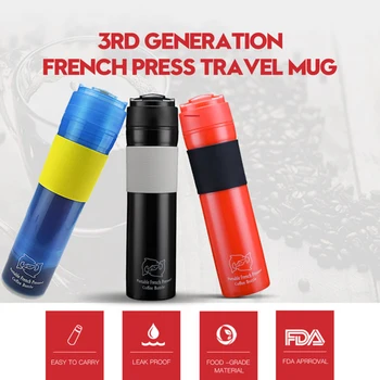Bærbare franske Presse Kaffe Flaske Plast Udendørs Vakuum Og Stemplet Filter Kaffe Kop Rejse Og Krus til Kaffe 300ml