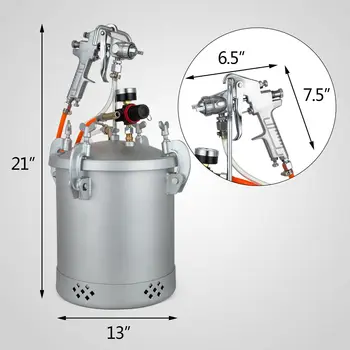 Nye 2-1/2 Gallon Pres Feed Maling Tank Pot Sprøjtepistol Sprøjte System