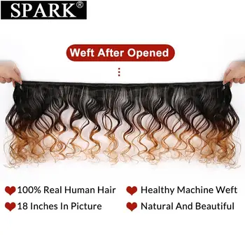 Spark Ombre Hair Menneskelige Hår Extensions Peruvianske Løs Bølge Menneskehår Bundter Omhandler Tre Tone Menneskehår For Sorte Kvinder L
