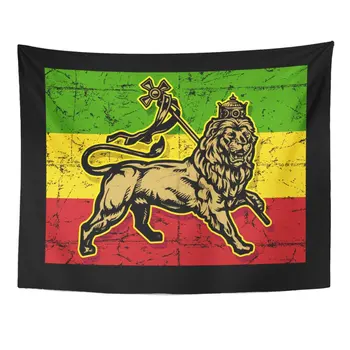Grøn Rasta Løven af Juda Flag Red Jamaica Reggae-Tapetet Home Decor vægtæppe til Stue, Soveværelse Dorm 60x80 Cm