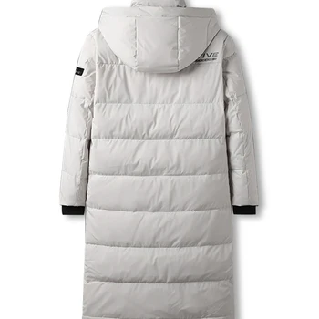 Vinter 80% Hvid And Down Jacket Rigtig Hætteklædte jakke Tykkere Outwear Vandtæt Lang Ned Frakke Mænd Overfrakke af Høj kvalitet