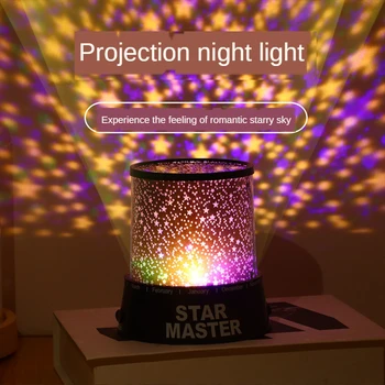Led Romantisk Himlen Projektion Lampe LED Stjerneklar nattehimmel Projektor Lampe Star Light Kids Gave Batteri USB-Batteri Nat Xmas Lys