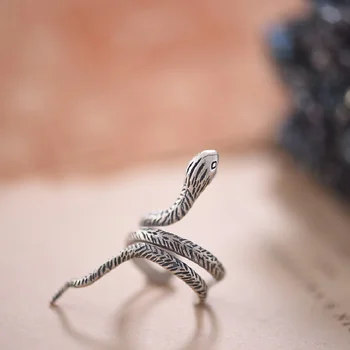 925 rent sølv boho vintage snake ringe til kvinder, mænd pryder artikel åbning justerbar dyr fine smykker punk gaver