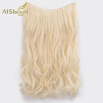 AISI SKØNHED Ingen Klip i Halo Hair Extensions Usynlig Wire Hemmelige Fisk Linje Toupéer Silky Straight Ægte, Naturlig Syntetisk
