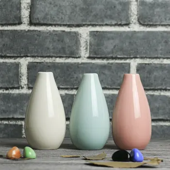 10x5.6cm Mini Keramik Vase Kreative Moderne Blomst Arrangement Beslag Holder Hjem Bryllup Kontor Dekoration Håndværk 2020