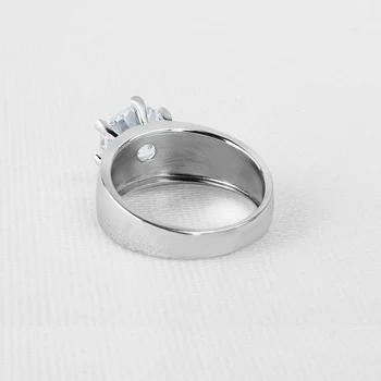QYI 3 ct-Halo-Ringene 925 Sterling Sølv Smykker Mandlige Engagement Smykker Runde Lysende Zircon vielsesringe Gave smykkeskrin