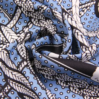 Manuel Hånd Rullet Twill Silke Tørklæde Kvinder Kvast Kæde Print-Pladsen Tørklæder Wraps Echarpe Foulards Femme Bandana Dame Hijab 90CM